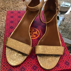 Tory Burch Saharian Gold Savannah Wedge Sandal